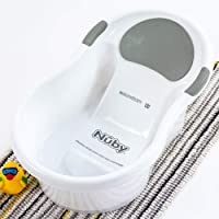Los mejores  - Nuby - Bañera para bebé con asiento integrado y reposacabezas suave- color blanco y gris